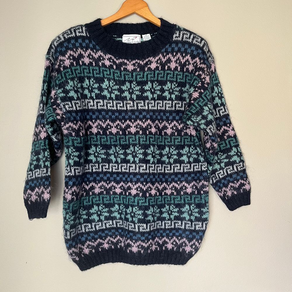 Vintage Christopher & Banks Mohair Blend Grandpa Knit Sweater Size Medium Crosby